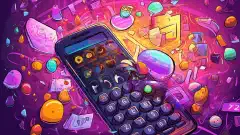 Яркая иллюстрация, изображающая смартфон с цифровой клавиатурой и текстовыми пузырьками, символизирующая влияние шифра T9 на мобильную связь.