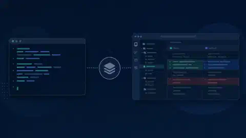 Терминальная и настольная среды разработки соединены со знаком репозитория бирюзовыми и синими акцентами